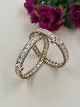 Traditional Artificial Square Shape Thin Polki Bangles - Sleek Kundan Bangles